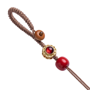 朴房高档和田玉汽车钥匙扣半成品挂绳手机链绳钥匙链diy挂件男女