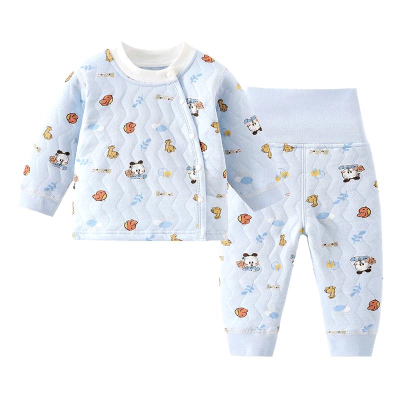 巴布豆婴儿衣服裤子秋冬保暖套装