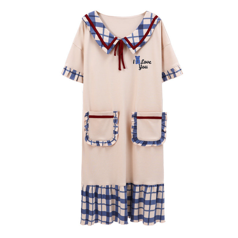 芬腾可安睡裙女夏天可外穿纯棉睡衣2025新款短袖孕妇家居服学生夏