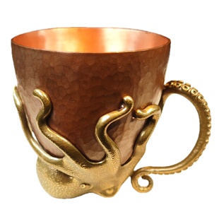 春工原创设计师咖啡杯铜工艺品手工紫铜茶杯克苏鲁章鱼户外小酒杯