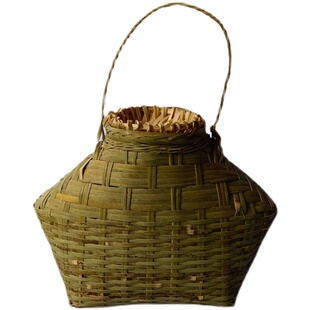 纯手工竹编手提特大号鱼篓竹篮农家乐装饰道具捉鱼竹篓带盖子竹筐