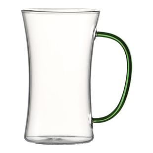 高颜值泡绿茶专用玻璃杯家用耐高温茶杯待客水杯套装喝水杯子带把