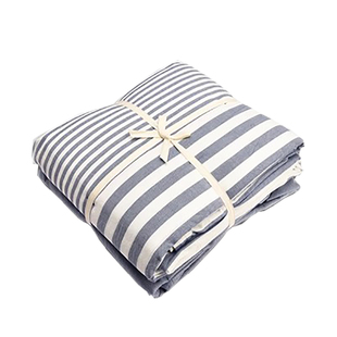 无印水洗棉四件套良品纯棉纯色天竺棉格子条纹简约棉麻日式床笠款