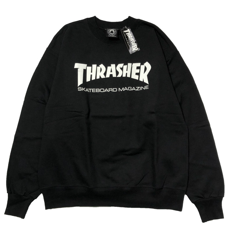 美版正品Thrasher经典基础字母火焰印花加绒圆领卫衣 哥斯拉限定