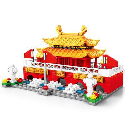 明迪建筑益智积木模型天安门积木