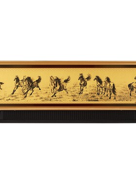 周六福计价十骏图马到成功金雕画工艺黄金摆件马年收藏节日礼物