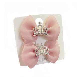 公主儿童皇冠发饰宝宝多巴胺穿搭表演头饰女童蝴蝶结王冠发夹发圈