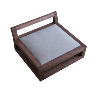 墨兰工坊新中式主人矮凳榻榻米坐垫黑胡桃实木飘窗台茶室矮坐椅凳