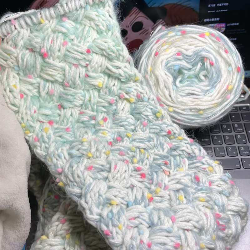 手织围巾手工diy毛线 线材料包渐层手混线 线彩虹糖编织粗毛线 线
