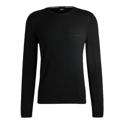 商务风刺绣徽标羊毛圆领毛衣