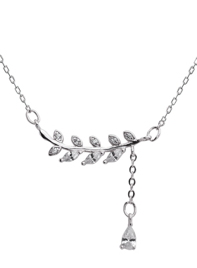 7号银铺橄榄枝简约森系树叶项链