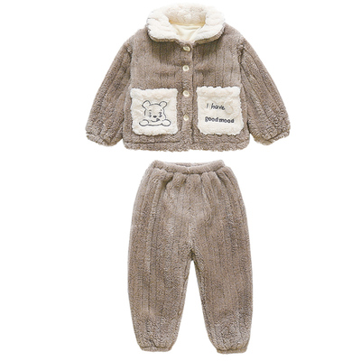 男童秋冬加厚珊瑚绒家居服