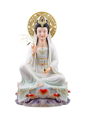 合成玉石观音菩萨像妙善家居摆件