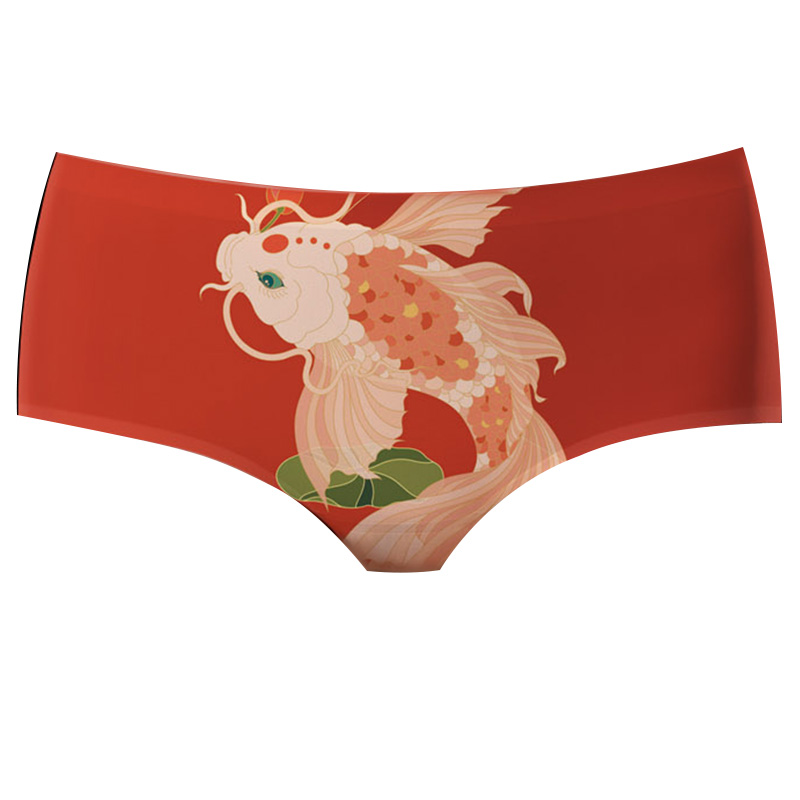 Catgirl/貓妮本命年內(nèi)褲女士大紅個性印花中腰三角短褲頭印花屬牛