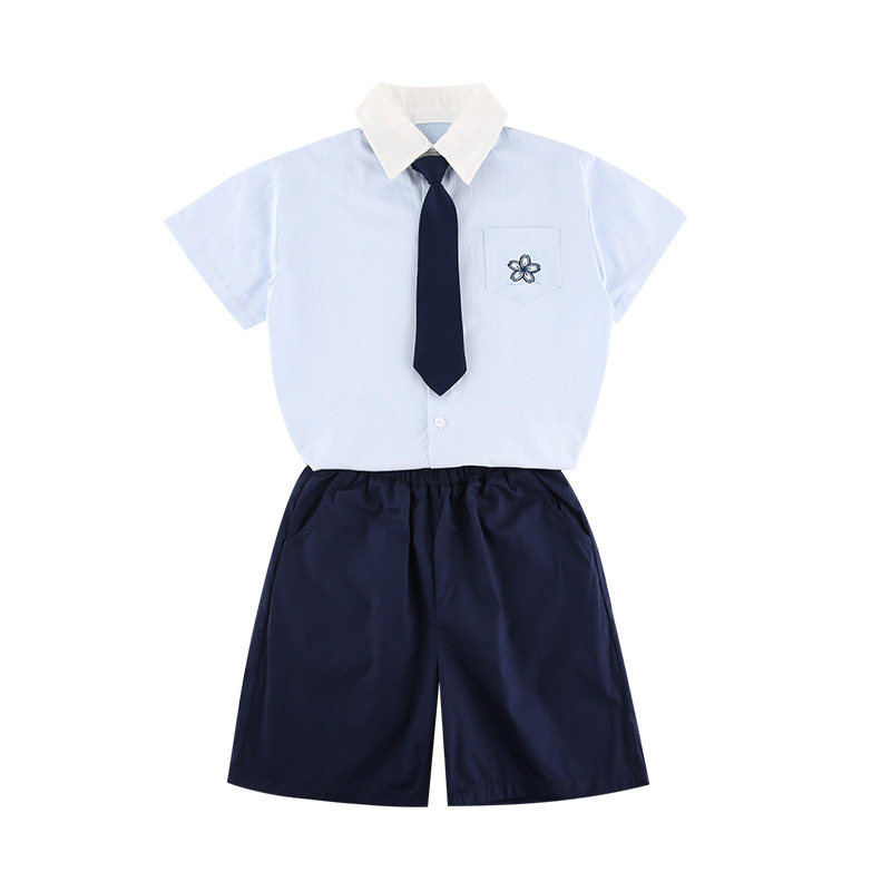 儿童学院风校服套装夏季男女童短袖衬衫幼儿园毕业照园服演出服装