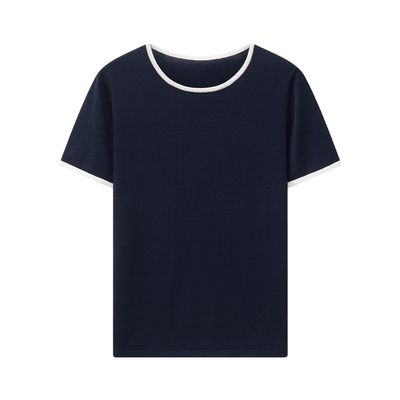 真丝长绒棉叠穿风正肩针织短袖