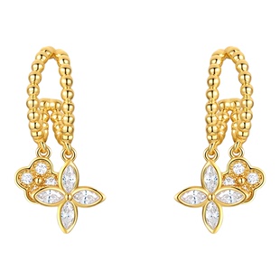 G XIAOXIAO 新年礼物 法式时尚气质高级百搭四叶老花耳环 DH1093