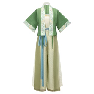 醒春集【青提】宋制汉服元素貉袖宋裤吊带绣花绿色日常清新宽松夏