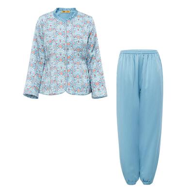 爱慕皇锦(合)真丝女士花边领收腰棉袄分身套装-花蝶影丛HJ21555