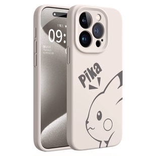 皮卡丘适用iPhone17pro手机壳新款苹果16promax真液态硅胶15pro防摔高级感14卡通可爱13创意12镜头全包潮流套