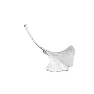 中国风S925银杏叶胸针手工文艺简约气质毛衣西装别针配饰百搭时尚