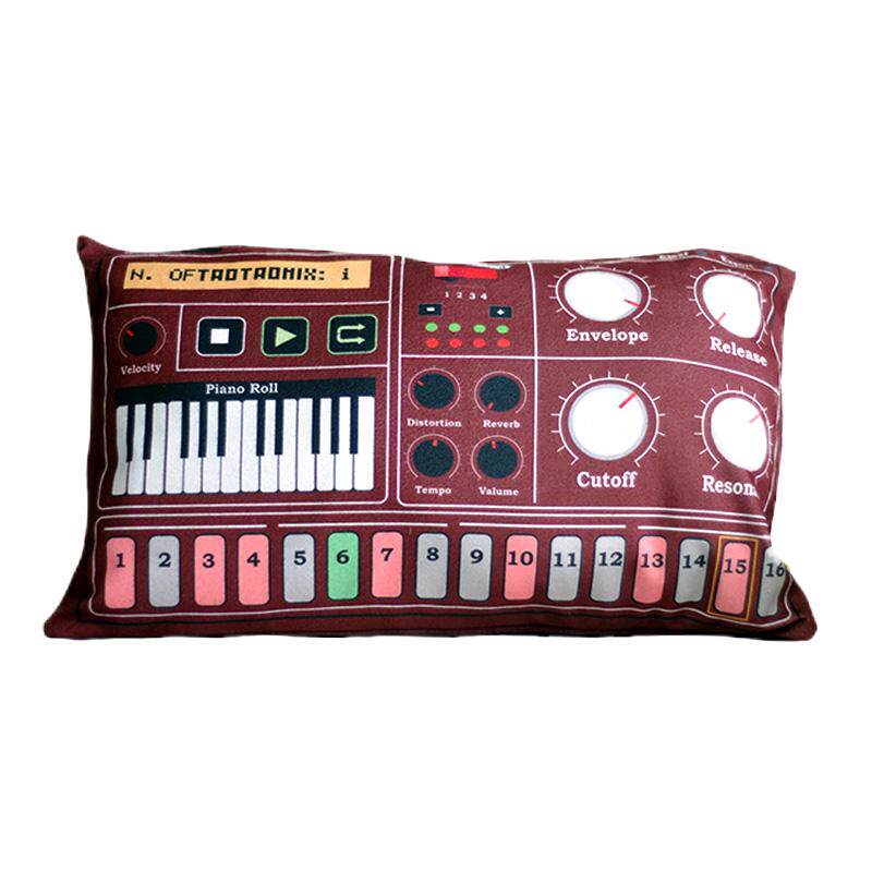 原创 个性 红色鼓机靠垫 生日礼物 长方形靠垫 可拆洗
