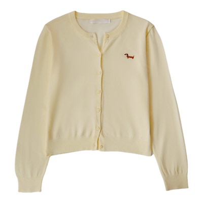 黄色圆领针织开衫外套女外搭