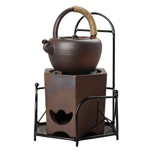 复古柴烧炭炉防烫麻绳提梁养生陶壶户外便携煮茶小炭炉明火煮茶壶