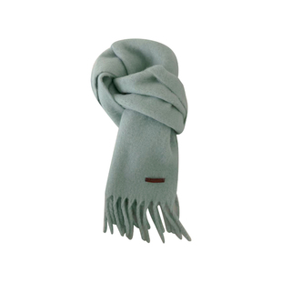 冰岛海盐蓝色围巾女冬季高级感纯色百搭羊毛围脖男保暖仿羊绒披肩