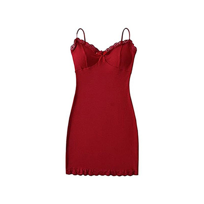 纯欲蕾丝吊带莫代尔带胸垫睡裙