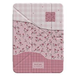 韩系ins格子花朵Y型磁吸可拆卸分离iPad2024保护套新款Air6/5适用苹果iPad10保护壳平板Pro11寸亚克力mini7女
