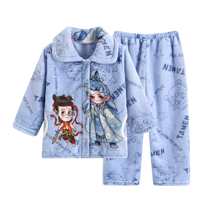 儿童睡衣法兰绒哪吒厚家居服套装