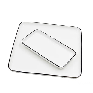 水彩调色盘陶瓷油画国画绘画颜料白瓷质长方形三格碟玫瑰花调色盘