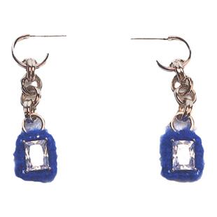 PUPILCASKET 圈套耳坠 毛绒质感小众原创设计蓝色锆石羊绒耳环