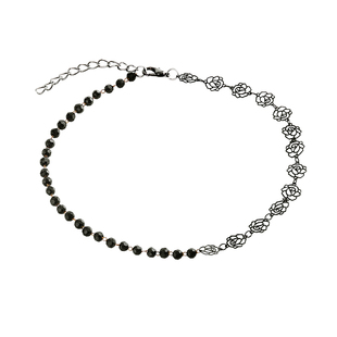 黑色玫瑰花朵项链简约ins风高级感choker锁骨链女颈链chocker项圈