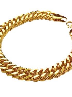 镀金手链铜镀24K真金土豪国潮男