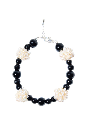 RiverineAdara「溪光浮瓣」黑曜石天然水晶小米珠手串手链首饰