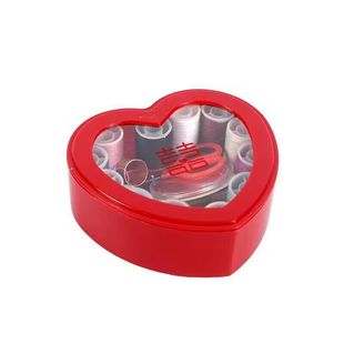 家用圆形喜庆针线盒便携式结婚大红色针线包婚庆用品娘家嫁妆线盒