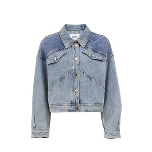 绫致ONLY2025冬新款复古做旧水洗水钻装饰OVERSIZE翻领牛仔外套女