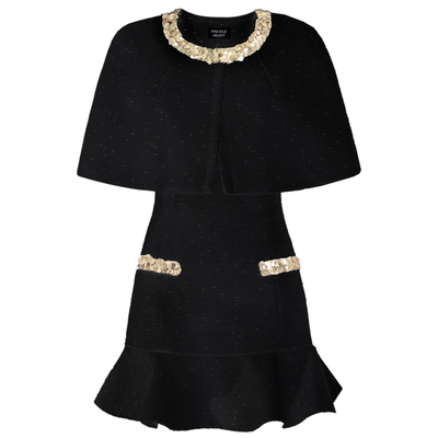 易碎商店黑金小香风连衣裙