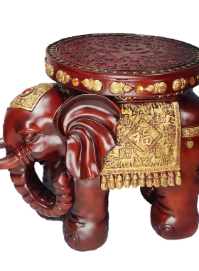 创意中式客厅仿红木换鞋凳招财象