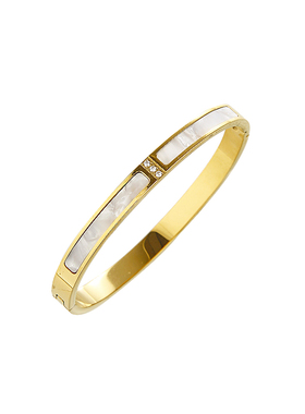 小众轻奢金色简约钛钢锆石手镯