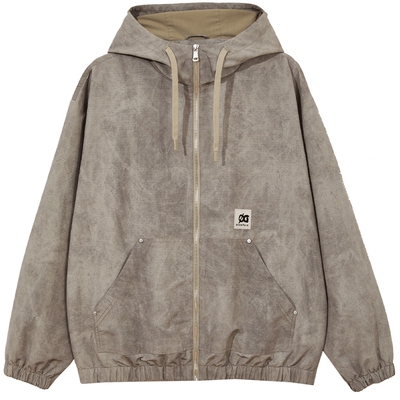 杰克琼斯男装春秋季宽松25年潮字母贴布装饰抽绳连帽夹克外套上衣