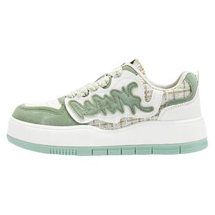 回力女鞋抹茶绿小白鞋女2024新款休闲鞋子女小香风厚底小众板鞋女