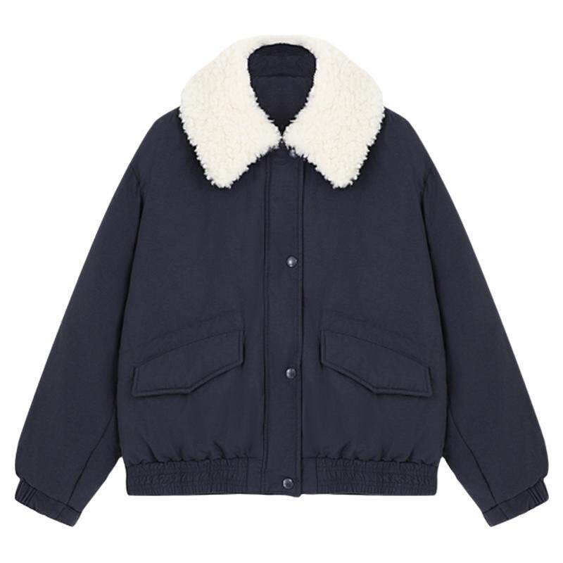 Basic House/百家好polo领纯色白鸭绒短款羽绒服女冬季新款外套