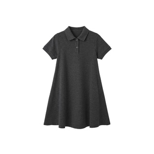 嗒囜 女童Polo翻领A字连衣裙夏季亲子装母女款中大童休闲薄款裙子
