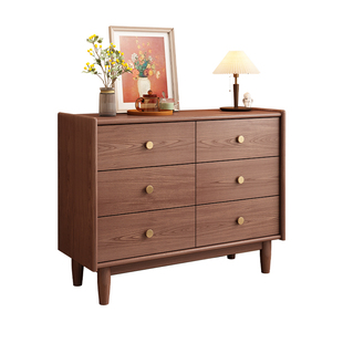 红林日记实木六斗柜卧室置物柜收纳柜客厅抽屉储物柜床尾柜床头柜