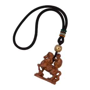 大善堂天然桃木马上封侯手把件生肖马年男女2026木雕挂件国风礼物