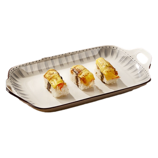 双耳鱼盘家用蒸鱼盘子高级感陶瓷鱼碗鱼盆餐具长方形装鱼碟大菜盘