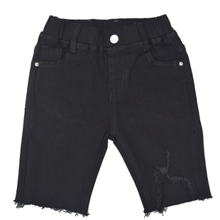 男童黑色破洞短裤2025夏季新款宝宝韩版洋气修身瘦版儿童五分潮裤